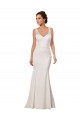 Online Avorio Stile sirena Scollatura a V Pizzo Crespo Elastico Abiti da sposa