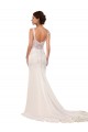 Online Avorio Stile sirena Scollatura a V Pizzo Crespo Elastico Abiti da sposa