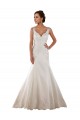 Online Avorio Stile sirena Scollatura a V Raso Classico Abiti da sposa