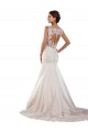 Online Avorio Stile sirena Scollatura a V Raso Classico Abiti da sposa