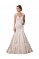 Online Avorio Stile sirena Scollatura a V Tulle Pizzo Abiti da sposa