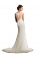 Online Avorio Tubino Illusione Chiffona Pizzo Abiti da sposa