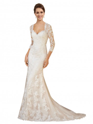 Online Avorio Tubino Innamorato Pizzo Abiti da sposa
