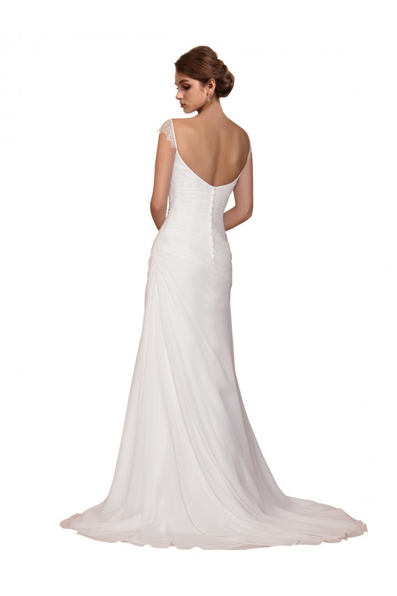 Online Avorio Tubino Scollatura a V Chiffona Abiti da sposa