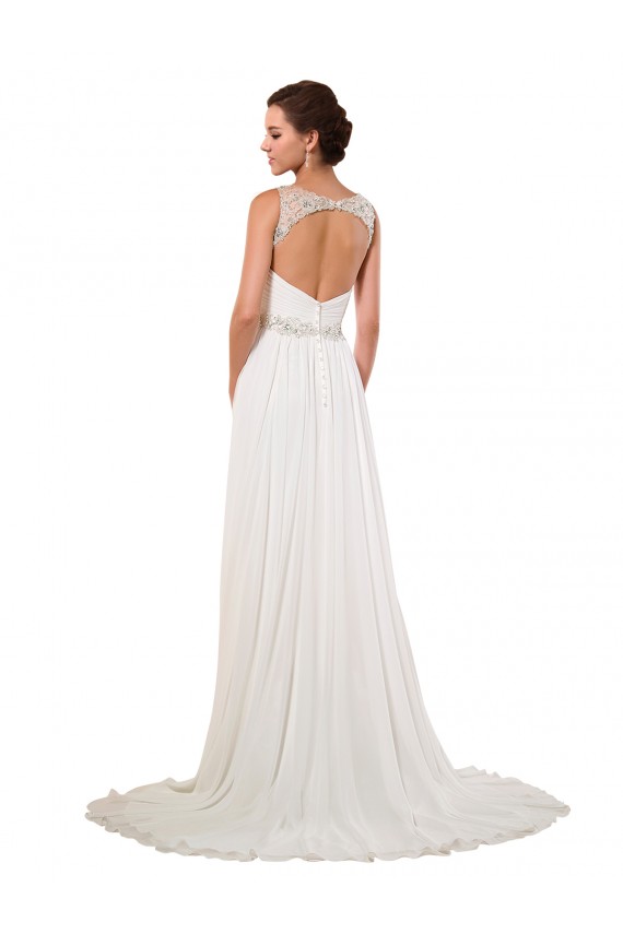 Online Avorio Tubino Scollatura a V Chiffona Classico Abiti da sposa
