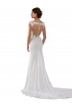 Online Avorio Tubino Scollatura a V Pizzo Crespo Elastico Abiti da sposa