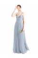 Online Azzurro cielo Linea A Sottili Scollatura a V Tulle Lunga Abiti da damigella donore