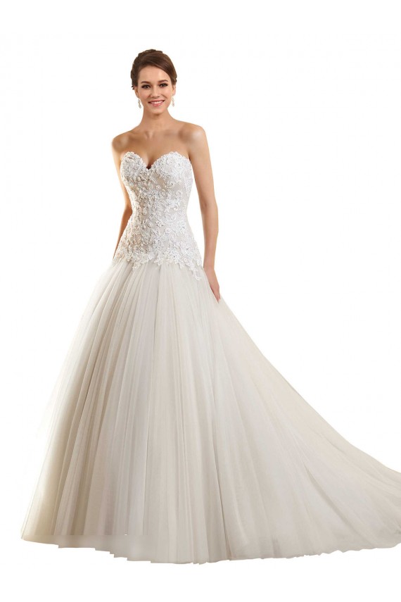 Online Bianco Abito da ballo Innamorato Tulle Pizzo Abiti da sposa