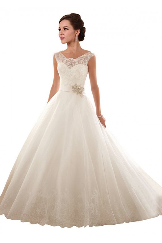 Online Bianco Abito da ballo Tulle Pizzo Abiti da sposa