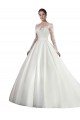 Online Bianco Linea A Illusione Cattedrale di treno Raso Pizzo Abiti da sposa
