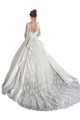 Online Bianco Linea A Illusione Cattedrale di treno Raso Pizzo Abiti da sposa