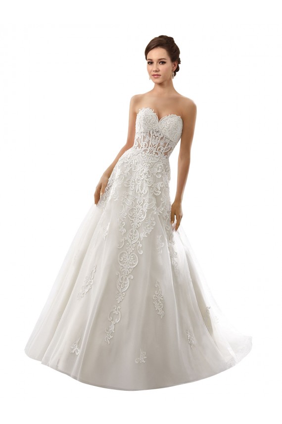 Online Bianco Linea A Innamorato Tulle Pizzo Abiti da sposa