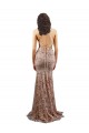 Online Oro rosa Stile sirena Alto Collo Crespo Elastico Paillettes Tulle Lunga Formali Abiti da damigella donore / Abiti da sera / Abiti da ballo