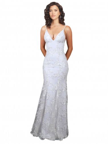 Online Bianco Stile sirena Alto Collo Crespo Elastico Paillettes Tulle Lunga Formali Abiti da damigella donore / Abiti da sera / Abiti da ballo