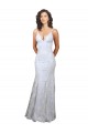 Online Bianco Stile sirena Alto Collo Crespo Elastico Paillettes Tulle Lunga Formali Abiti da damigella donore / Abiti da sera / Abiti da ballo