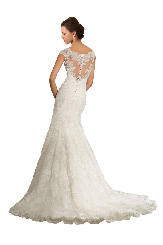 Online Bianco Stile sirena Barca Pizzo Abiti da sposa