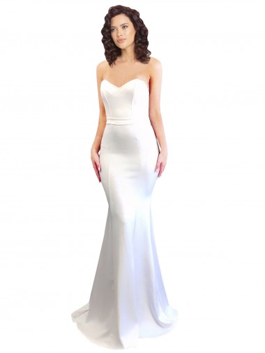 Online Bianco Stile sirena Innamorato Alto Collo Crespo Elastico Lunga Formali Abiti da damigella donore / Abiti da sera / Abiti da ballo