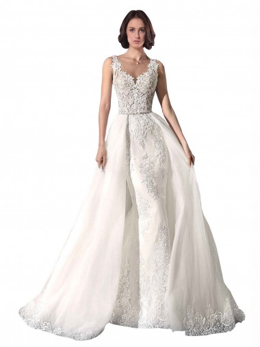 Online Bianco Stile sirena Innamorato Tulle Pizzo Abiti da sposa