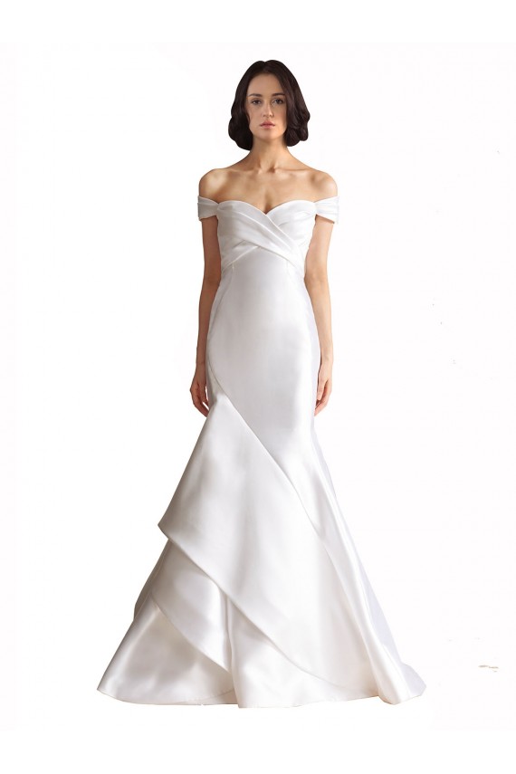 Online Bianco Stile sirena Raso Spiaggia Abiti da sposa