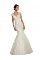 Online Bianco Stile sirena Scollatura a V Tulle Pizzo Abiti da sposa