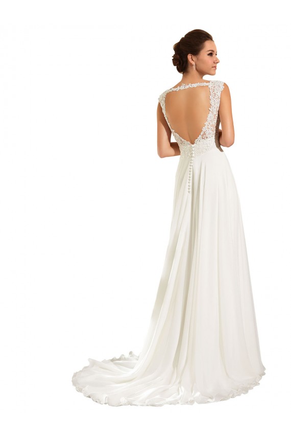 Online Bianco Tubino Innamorato Chiffona Pizzo Abiti da sposa