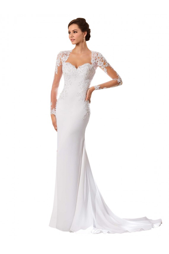 Online Bianco Tubino Innamorato Chiffona Pizzo Abiti da sposa