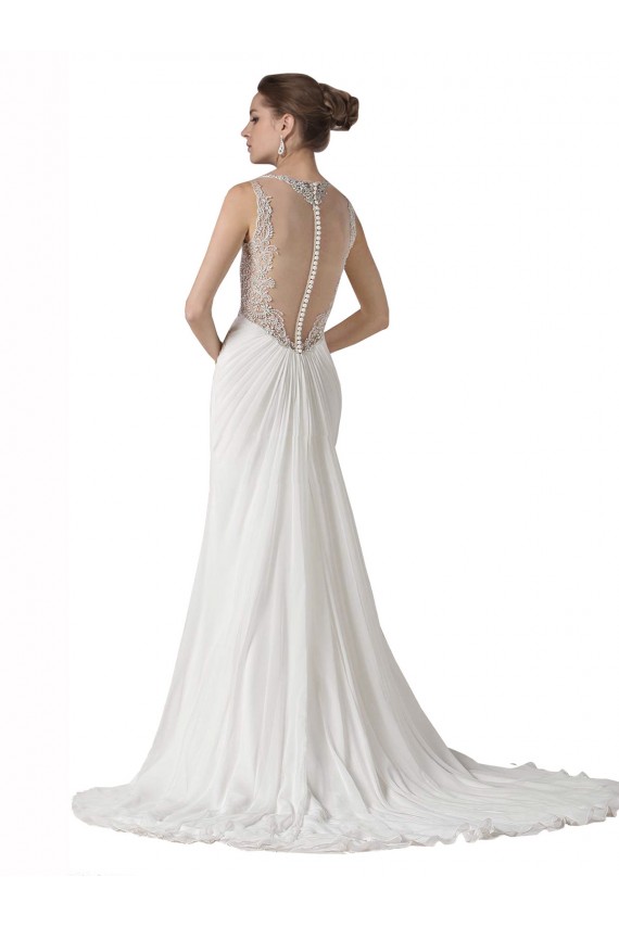 Online Bianco Tubino Innamorato Chiffona Spiaggia Abiti da sposa