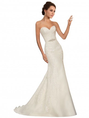 Online Bianco Tubino Innamorato Tulle Pizzo Abiti da sposa