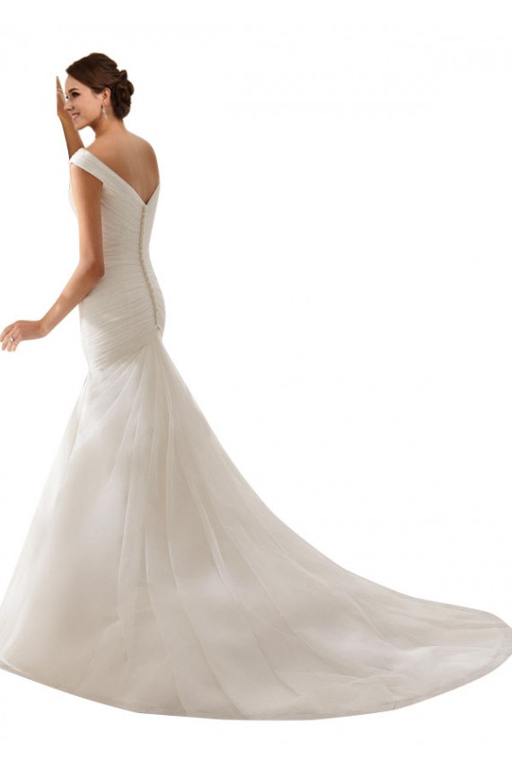 Online Bianco Tubino Tulle Abiti da sposa
