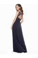 Online Blu marino scuro Linea A Scollatura a V Chiffona Pizzo Lunga Abiti da damigella donore