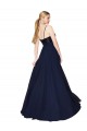 Online Blu marino scuro Linea A Sottili Chiffona Paillettes Lunga Abiti da damigella donore / Abiti da ballo