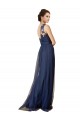 Online Blu marino scuro Linea A Una spalla Sweep treno Tulle Lunga Abiti da damigella donore