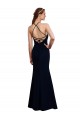 Online Blu marino scuro Stile sirena Capestro Chiffona Lunga Abiti da damigella donore
