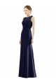 Online Blu marino scuro Stile sirena Illusione Chiffona Pizzo Lunga Abiti da damigella donore