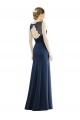 Online Blu marino scuro Stile sirena Illusione Chiffona Pizzo Lunga Abiti da damigella donore