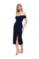 Online Blu marino scuro Stile sirena Midi Crespo Elastico Corto Abiti da damigella donore / Abiti da sera / Abiti da cocktail