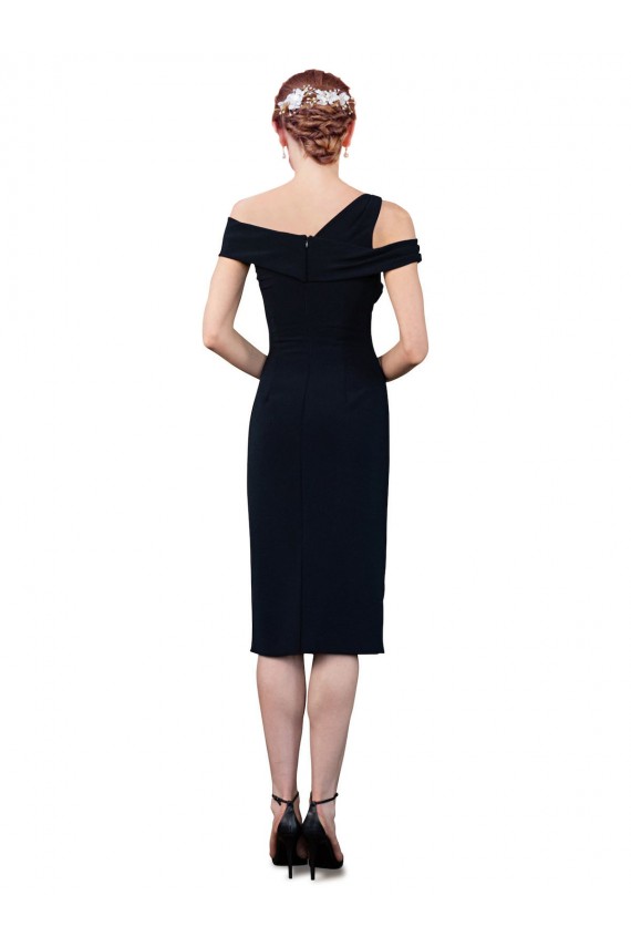 Online Blu marino scuro Stile sirena cocktail Crespo Elastico Corto Abiti da damigella donore / Abiti da sera / Abiti da cocktail