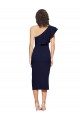 Online Blu marino scuro Tubino Una spalla Midi Crespo Elastico Corto Abiti da damigella donore / Abiti da sera / Abiti da cocktail