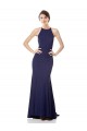 Online Blu navy Stile sirena Capestro Alto Collo Crespo Elastico Lunga Formali Abiti da damigella donore / Abiti da sera / Abiti da ballo