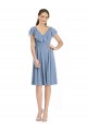 Online Blu polveroso Linea A Scollatura a V Al ginocchio cocktail Chiffona Corto Abiti da damigella donore