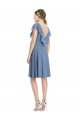 Online Blu polveroso Linea A Scollatura a V Al ginocchio cocktail Chiffona Corto Abiti da damigella donore