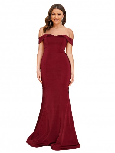 Online Borgogna Stile sirena Spandex Lunga Formali Abiti da damigella donore / Abiti da sera / Abiti da ballo