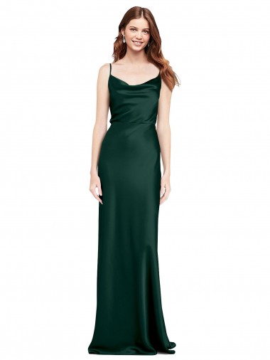 Online Cacciatore verde Tubino Cappuccio Raso Elastico Lunga Formali Abiti da damigella donore / Abiti da sera / Abiti da ballo
