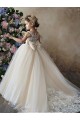 Online Champagne Abito da ballo Innamorato Tulle Pizzo Lunga Abiti da ragazza di fiori