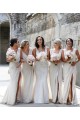 Online Champagne Linea A Scollatura a V Chiffona Lunga Abiti da damigella donore
