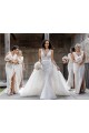 Online Champagne Linea A Scollatura a V Chiffona Lunga Abiti da damigella donore