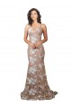Online Champagne Stile sirena Scollatura a V Sweep treno Pizzo Abiti da sposa