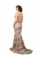 Online Champagne Stile sirena Scollatura a V Sweep treno Pizzo Abiti da sposa