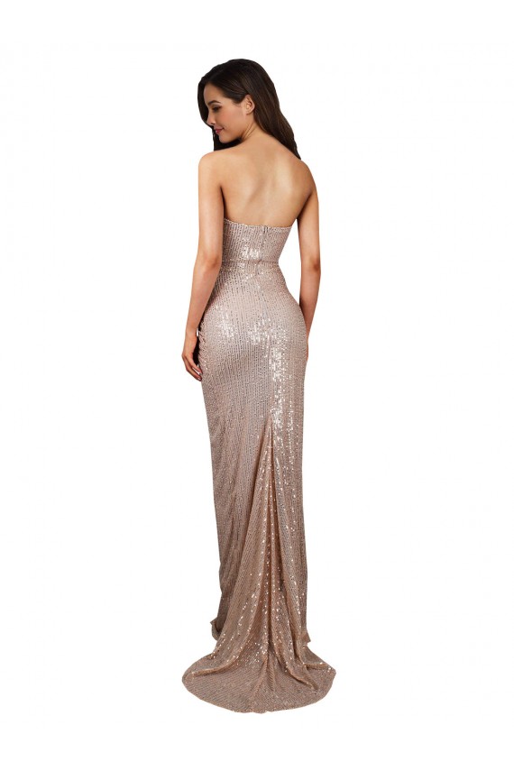 Online Champagne Stile sirena Scoop Paillettes Lunga Formali Abiti da damigella donore / Abiti da sera / Abiti da ballo
