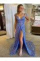 Online Colore Mostrato Linea A Scollatura a V Paillettes Velluto Lunga Abiti da ballo